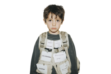 Boy wearing weighted vest for sensory processing, autism, or anxiety support.