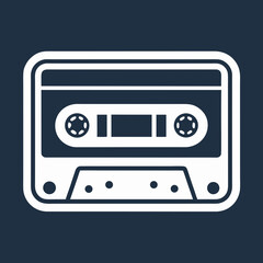 Obraz premium Minimal Cassette Tape Outline Logo Design
