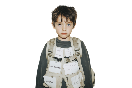 Boy wearing weighted vest for sensory processing, autism, or anxiety support.