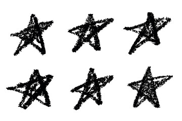 Set of simple hand drawn star illustration Cute scribble doodle clipart Single element for print, web, design, decor