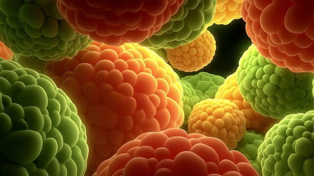 Microscopic World Cell Colonies Colorful and Detailed
