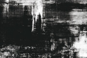 Abstract black and white textured image with brushstrokes and varied tones
