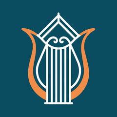 Minimal Harp Outline Logo Design