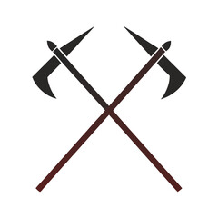 Minimal Hoe Rake Cross Logo Design