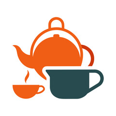 Minimal Kettle Teacup Icon Logo Design