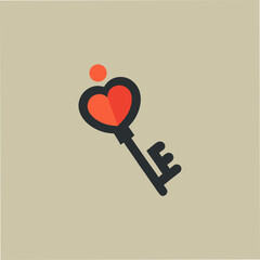 Minimal Key Heart Logo Design