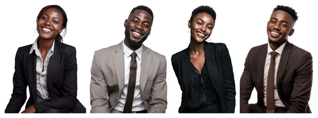 PNG Professional diverse smiling portraits, element set on transparent background