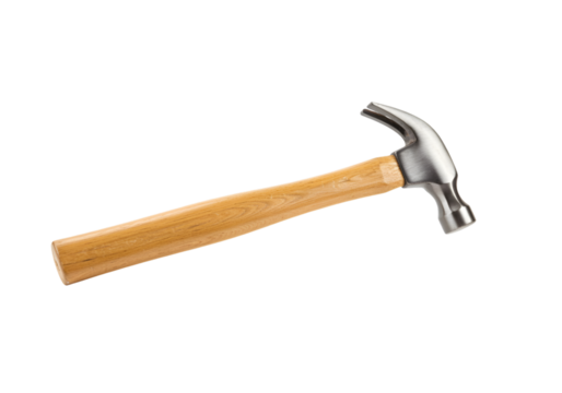 Claw Hammer Wood Handle Metal Head  Construction Tool on transparent background