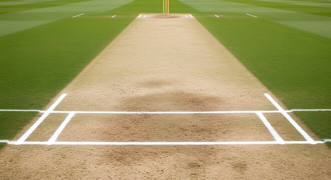 Empty Cricket Pitch Close-Up - Powered by Adobe