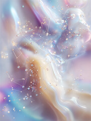 輝くビジューとグラデーションが美しい星座の線画背景