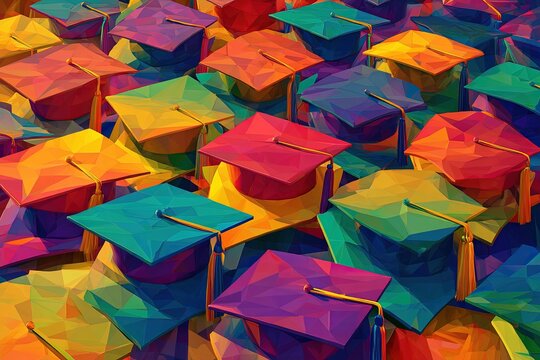 Colorful Graduation Caps Abstract Pattern