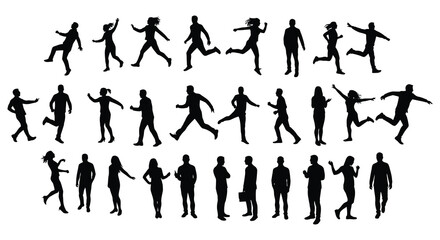 various human figures captured in dynamic poses silhouette