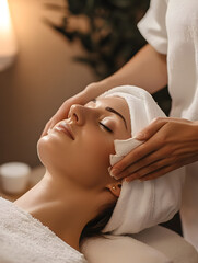 young woman getting spa treatment