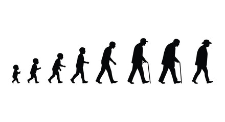 human evolution stages depicted through various silhouettes