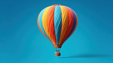 Vibrant hot air balloon against a vibrant blue background