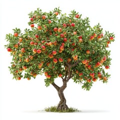 Fototapeta premium Lush Apple Tree with Ripe Red Fruits in Bright Green Foliage