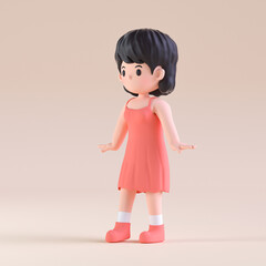 3D rendered cute girl character
