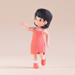 3D rendered cute girl character
