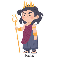Ancient Greek god Hades. Character of the Olympic god of death and the underworld. Cartoon character of classical mythology and pagan religion