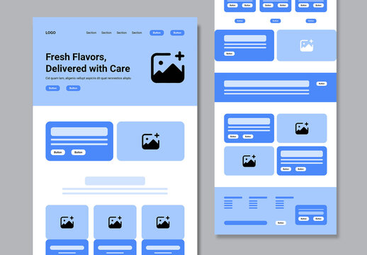 Fast Food Company Landing Page Wireframe Design