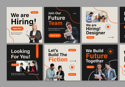Hiring Social Media Post Layout Set