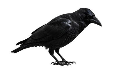 Obraz premium Closeup of Crow Isolated on White Background 