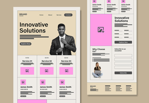Wireframe Landing Page UX Layout