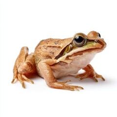 Naklejka premium Close-up of a Realistic Frog Sitting on a White Background