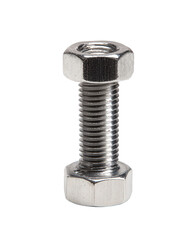 Single Metal Bolt on Pure White Background