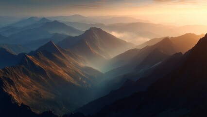 Golden Sunset Over Mountain Ridges