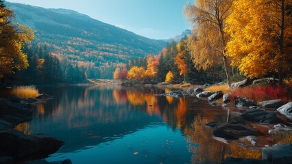 Golden Autumn Lake Reflections