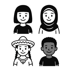 Diverse group of people with different cultural attire and ethnicities.