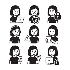 Diverse set of woman avatars showcasing technology and security themes.