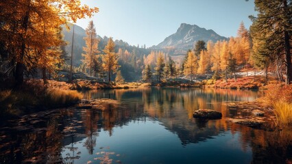 Golden Autumn Lake Reflections