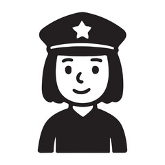 Female Police Officer Avatar Icon.
