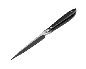 Sleek Black-Handled Paring Knife on Transparent Background