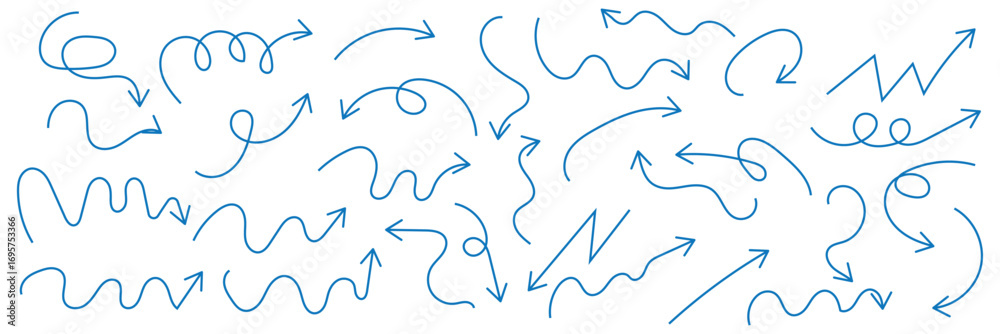 Canvas Prints scribble illustration doodle arrow shape set. and drawn style with brush stroke.