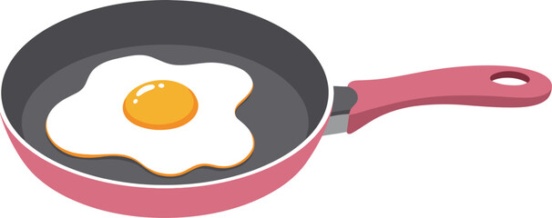 a simple illustration of an egg cooking in a pan