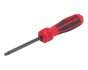 Sleek Red and Black Rubberized Ergonomic Screwdriver with Metal Tip