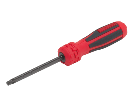 Sleek Red and Black Rubberized Ergonomic Screwdriver with Metal Tip