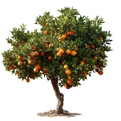 Vibrant Orange Tree with Fruit in a Lush Green Landscape