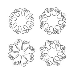 Nature circle floral frame set art decoration isolated flat design.