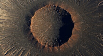 Impact Crater on Mars, Showing Radial Ejecta Patterns and Surface Textures from Orbit