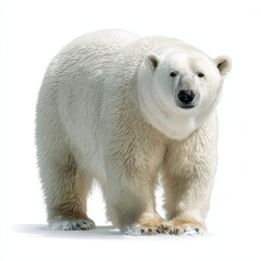 Majestic Polar Bear Standing on Snowy Ground in Arctic Landscape