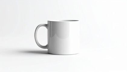 Realistic white coffee mug mockup isolated on a clean white studio background for branding