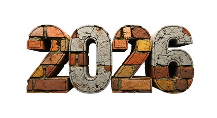 The year two thousand and twenty six displayed with a mosaic pattern against a white background