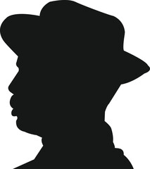 Mysterious man silhouette wearing a hat, creating intrigue and vintage charm for artistic designs and branding