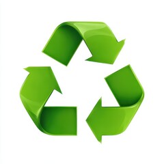 Obraz premium Bright Green Three-Dimensional Recycling Symbol for Environmental Awareness