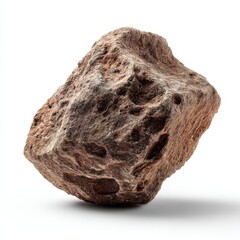 Rough Brown Rock Isolated on White Background for Natural Textures