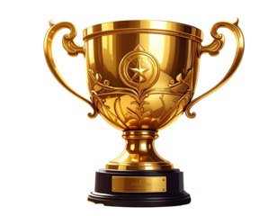 Firefly_Golden trophy PNG, transparent background